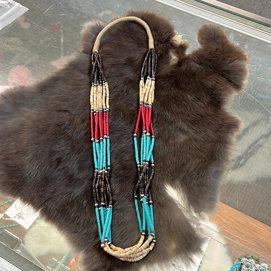 Multicolored Heishi Necklace with Squaw Wrap
