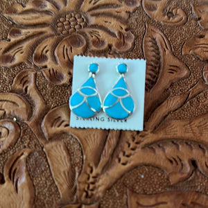 Teardrop Inlay Turquoise Earrings