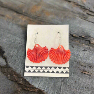 Carved Spiny Oyster Shell Earrings