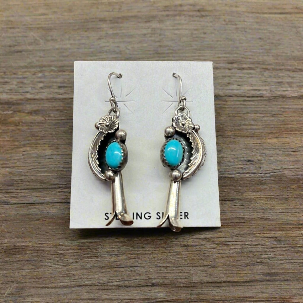 Squash Blossom Turquoise Earrings