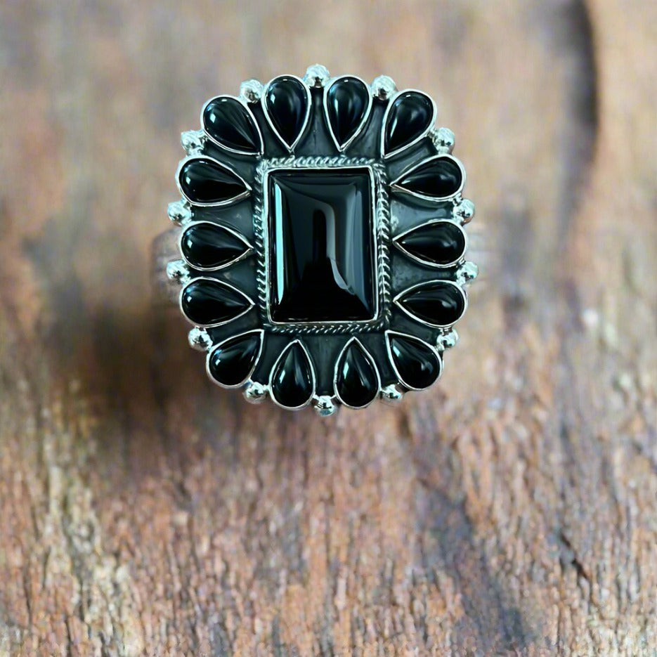 Large Onyx Cluster Ring