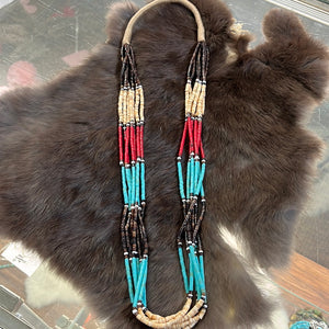 Multicolored Heishi Necklace with Squaw Wrap