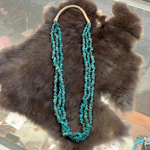 Three Strand Turquoise Necklace with Squaw Wrap