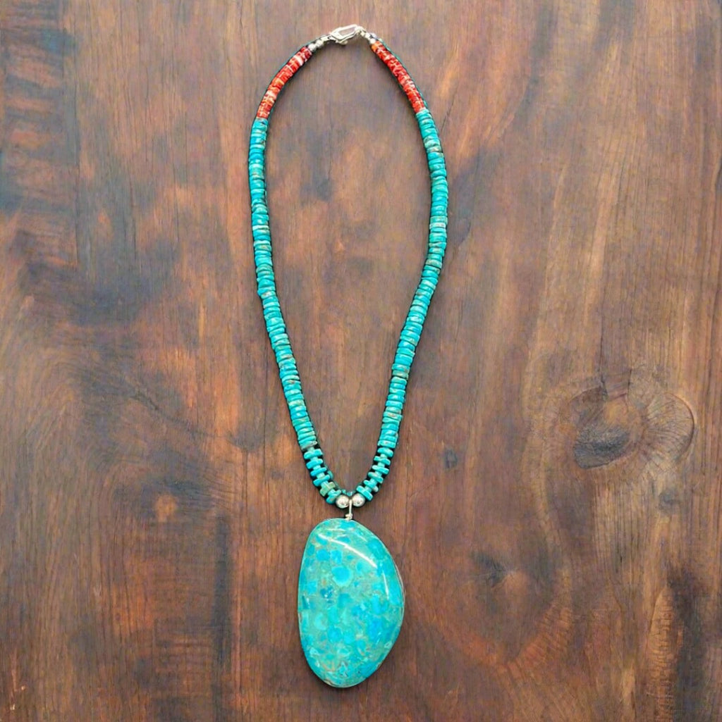 Turquoise Necklace with Large Shell