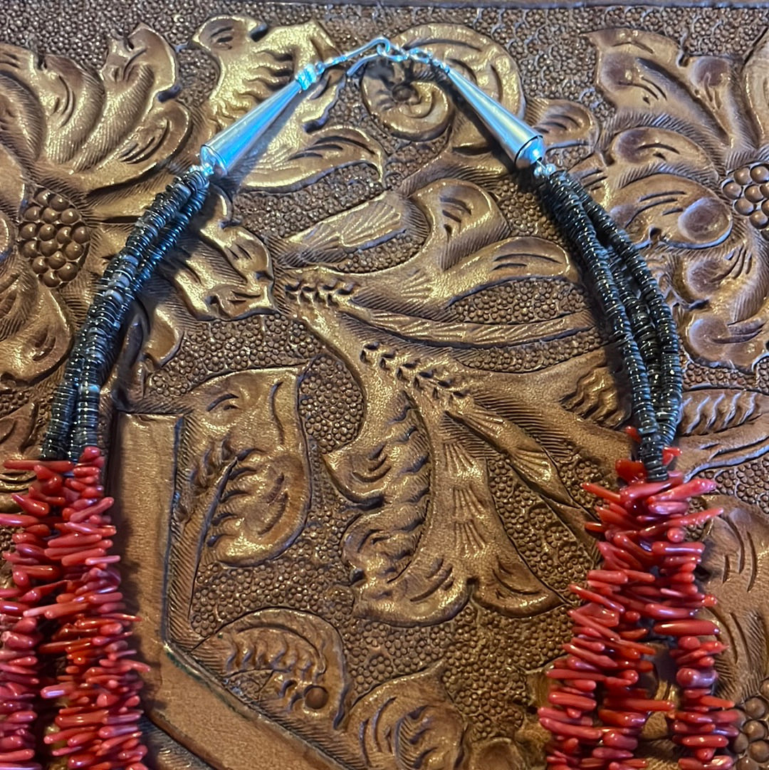 Coral Three Strand Necklace