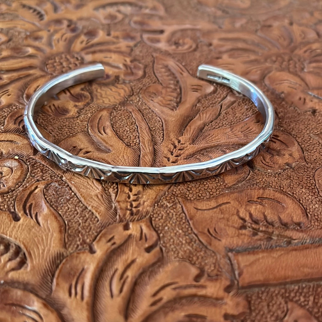 Wide Silver Stamped Cuff