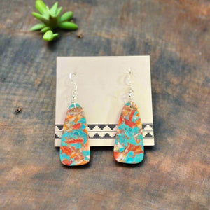 Starburst Turquoise and Spiny Slab Earrings