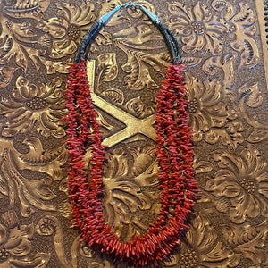 Coral Three Strand Necklace