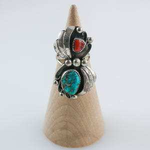 Vintage Turquoise & Coral Ring