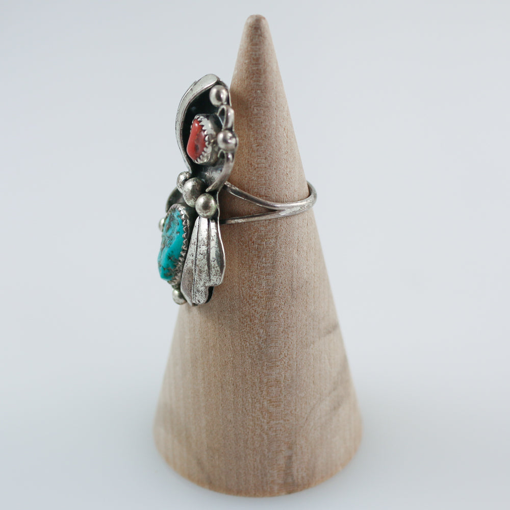 Vintage Turquoise & Coral Ring