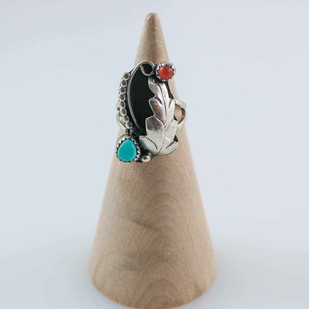 Old Pawn Turquoise & Coral Ring